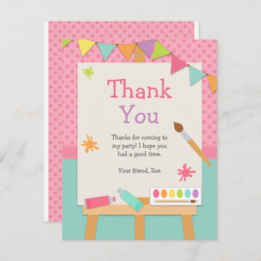芸術の絵画のパーティーのサンキューカード サンキューカード (正面/裏面)
