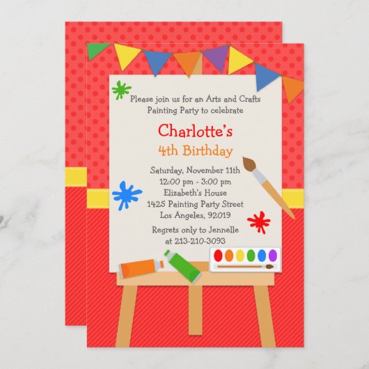 芸術の絵画の誕生日のパーティの招待状 招待状 (正面/裏面)