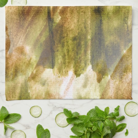 芸術の緑、継ぎ目が無い茶色手のペンキの背景 キッチンタオル (折り畳み)