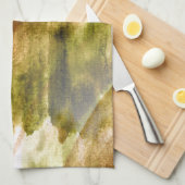 芸術の緑、継ぎ目が無い茶色手のペンキの背景 キッチンタオル (四つ折り)