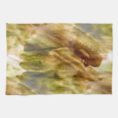 芸術の緑、継ぎ目が無い茶色手のペンキの背景 キッチンタオル (横)