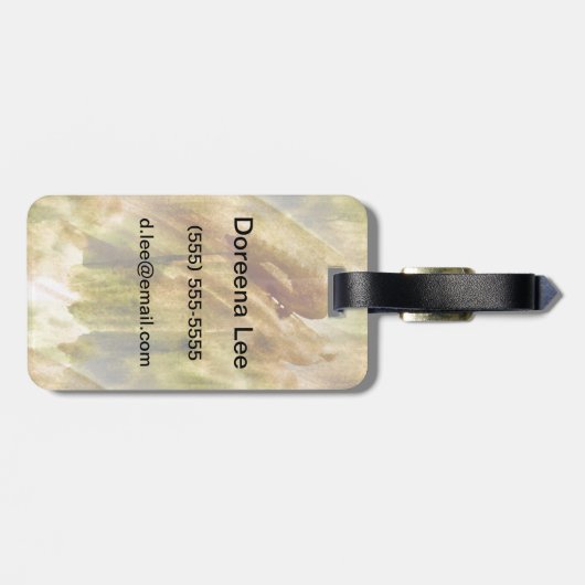 芸術の緑、継ぎ目が無い茶色手のペンキの背景 ラゲッジタグ (裏面横)