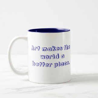 "芸術の自転車のマグはします世界によりよい場所"を ツートーンマグカップ