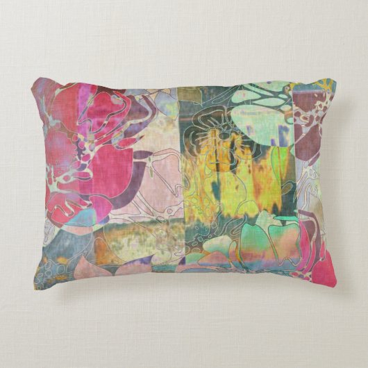 芸術の花のグランジなパターン アクセントクッション (正面)