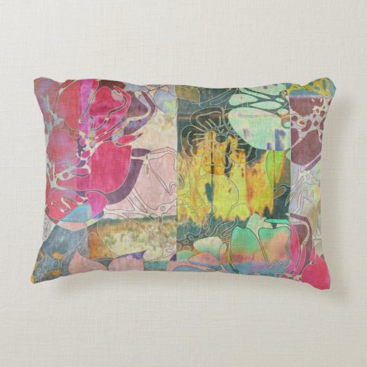 芸術の花のグランジなパターン アクセントクッション (裏面)