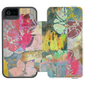 芸術の花のグランジなパターン INCIPIO iPhoneウォレットケース (フォリオ Open)