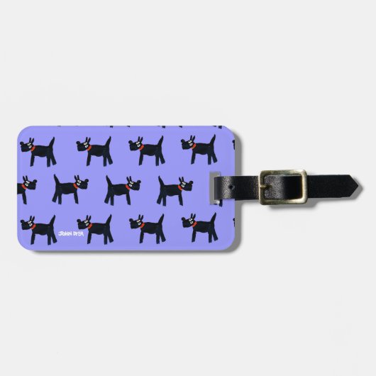 芸術の荷物のラベル: Scotty犬およびカモメのジョンのダイアー ラゲッジタグ (正面横)