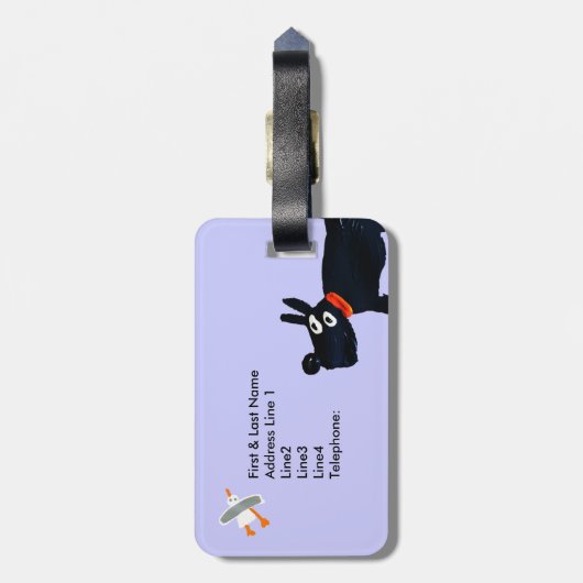 芸術の荷物のラベル: Scotty犬およびカモメのジョンのダイアー ラゲッジタグ (裏面縦)