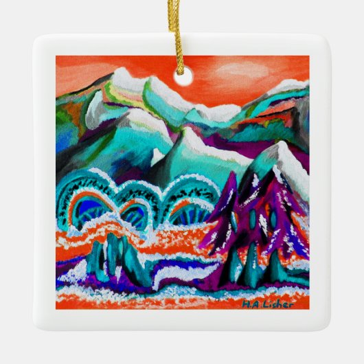 芸術の雪山 セラミックオーナメント (正面)