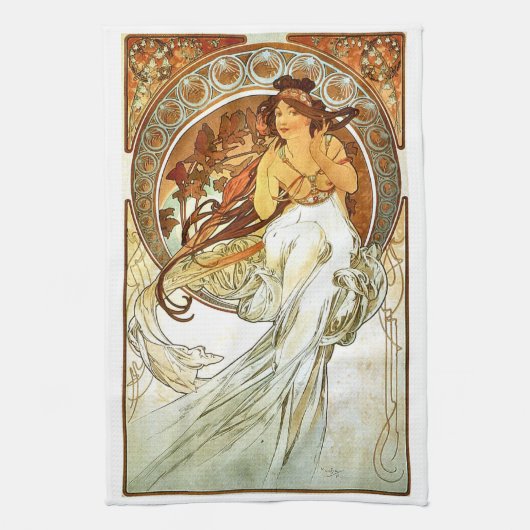 芸術のNouveouのミュシャシリーズ絵画 キッチンタオル (縦)