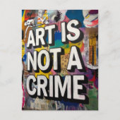 芸術は犯罪ではないグラフィティカラフル ポストカード (正面)