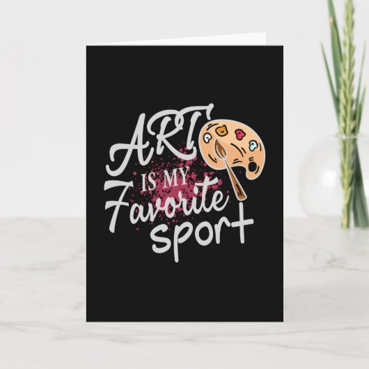 芸術は私のお気に入りのスポーツの赤いスプラッシュ カード (正面)