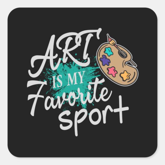 芸術は私のスポーツお気に入りのの緑のスプラッシュ スクエアシール (正面)