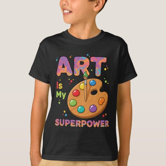 芸術は私のスーパーパワー アート教師 描画 先生 Tシャツ (正面)