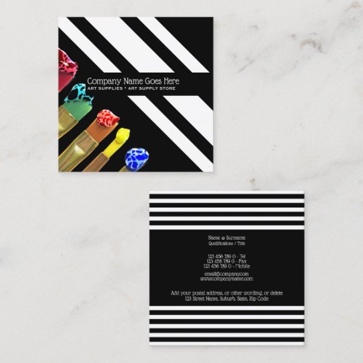 芸術は絵筆のモダンでシックな芸術家のプリントを供給します スクエア名刺 (正面/裏面)