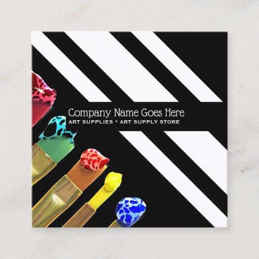 芸術は絵筆のモダンでシックな芸術家のプリントを供給します スクエア名刺 (正面)