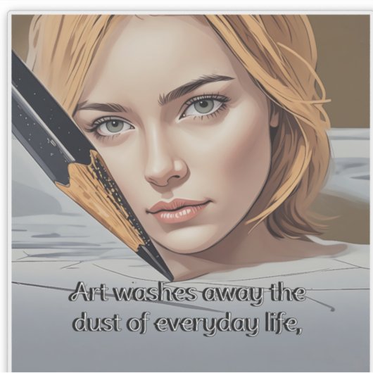 芸術は遠くに日常生活の塵を洗う シール (正面)