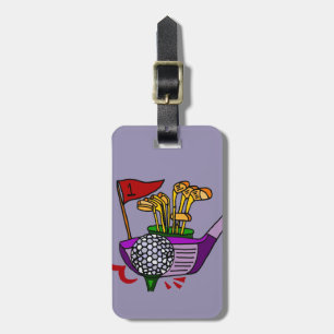 芸術をゴルフをするおもしろいのゴルフ・ボールおよびクラブ ラゲッジタグ