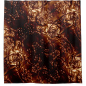 芸術を浮彫りにするブラウンの青銅色の花柄 シャワーカーテン (正面)