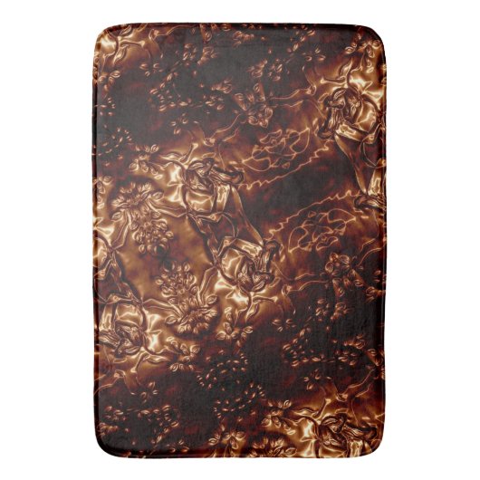 芸術を浮彫りにするブラウンの青銅色の花柄 バスマット (正面縦)