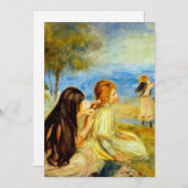 芸術を絵を描く小さな女の子の海岸美しいルノアール 案内状 (正面/裏面)