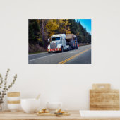 芸術を運転する貨物貨物自動車の貨物トラックのハイウェー ポスター (キッチン)