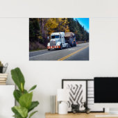 芸術を運転する貨物貨物自動車の貨物トラックのハイウェー ポスター (ホームオフィス)