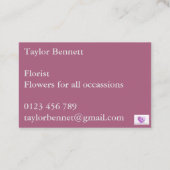 芸術を開花して下さい、の心配の労働者、花柄整理を開花して下さい 名刺 (裏面)