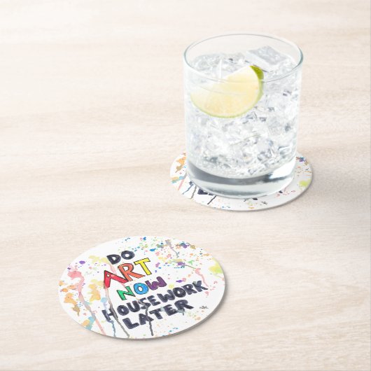 芸術を、家事後で今して下さい ラウンドペーパーコースター (インサイチュ)