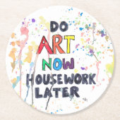 芸術を、家事後で今して下さい ラウンドペーパーコースター (正面)