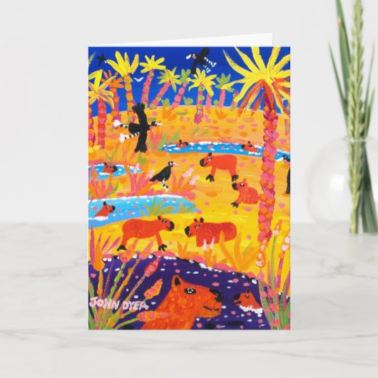 芸術カード: ブラジルのカピバラ。 Pantanalブラジル カード (正面)