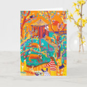 芸術カード: リラックスさせるなレッサーパンダ カード (黄色い花)