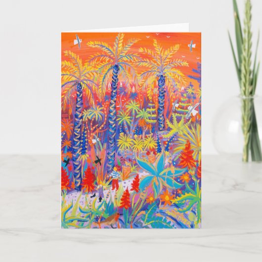 芸術カード: 猛烈な日没の下で散歩します、Tresco カード (正面)