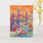 芸術カード: 猛烈な日没の下で散歩します、Tresco カード (黄色い花)