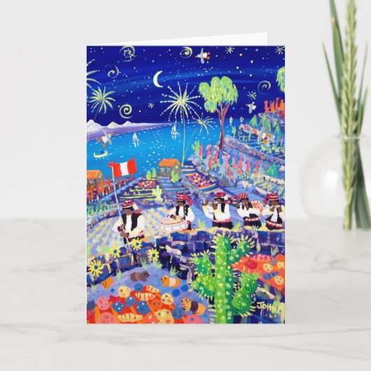 芸術カード: Pachamamaのパイパー、ペルー。 Isla Taquile カード (正面)