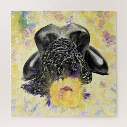 芸術リラックスと復元 – 女と蝶 ジグソーパズル (縦)