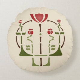 芸術及び技術のケシのステンシル ラウンドクッション