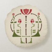 芸術及び技術のケシのステンシル ラウンドクッション (裏面)