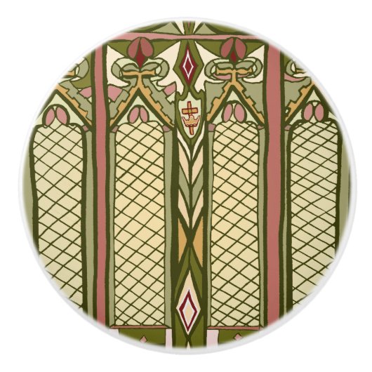 芸術及び技術のステンドグラスのインスパイアドアは引っ張ります セラミックノブ (正面)