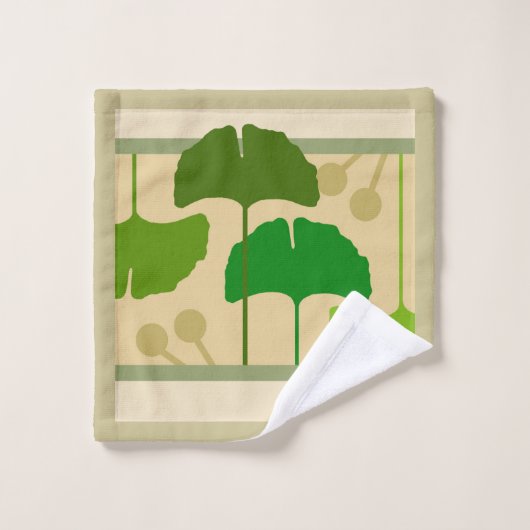 芸術及び技術の幾何学的なイチョウパターン バスタオルセット (ウォッシュタオル)