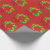 芸術品を気取ったなクリスマスのリース- Personalizableの文字 ラッピングペーパー (角)