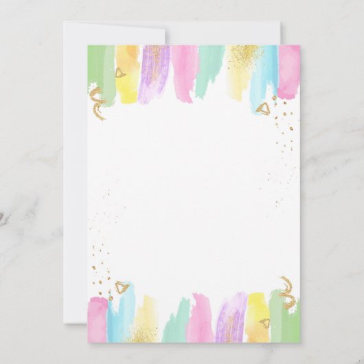 芸術品を気取ったパーティーブラシクラフト絵画ズ・ガール誕生日 招待状 (裏面)