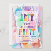 芸術品を気取ったパーティー絵画パーティー誕生日 招待状 (正面)