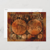 芸術品を気取ったヴィンテージ旧世界地図はがき ポストカード (正面/裏面)