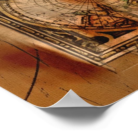 芸術品を気取ったヴィンテージ旧世界地図ポスター ポスター (角)