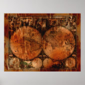 芸術品を気取ったヴィンテージ旧世界地図ポスター ポスター (正面)