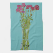 芸術品を気取った花カラフル+名前をカスタムする キッチンタオル (縦)