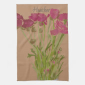 芸術品を気取った花カラフル+名前をカスタムする キッチンタオル (縦)