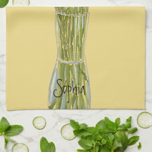 芸術品を気取った花カラフル+名前をカスタムする キッチンタオル (折り畳み)