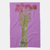 芸術品を気取った花カラフル+名前をカスタムする キッチンタオル (縦)